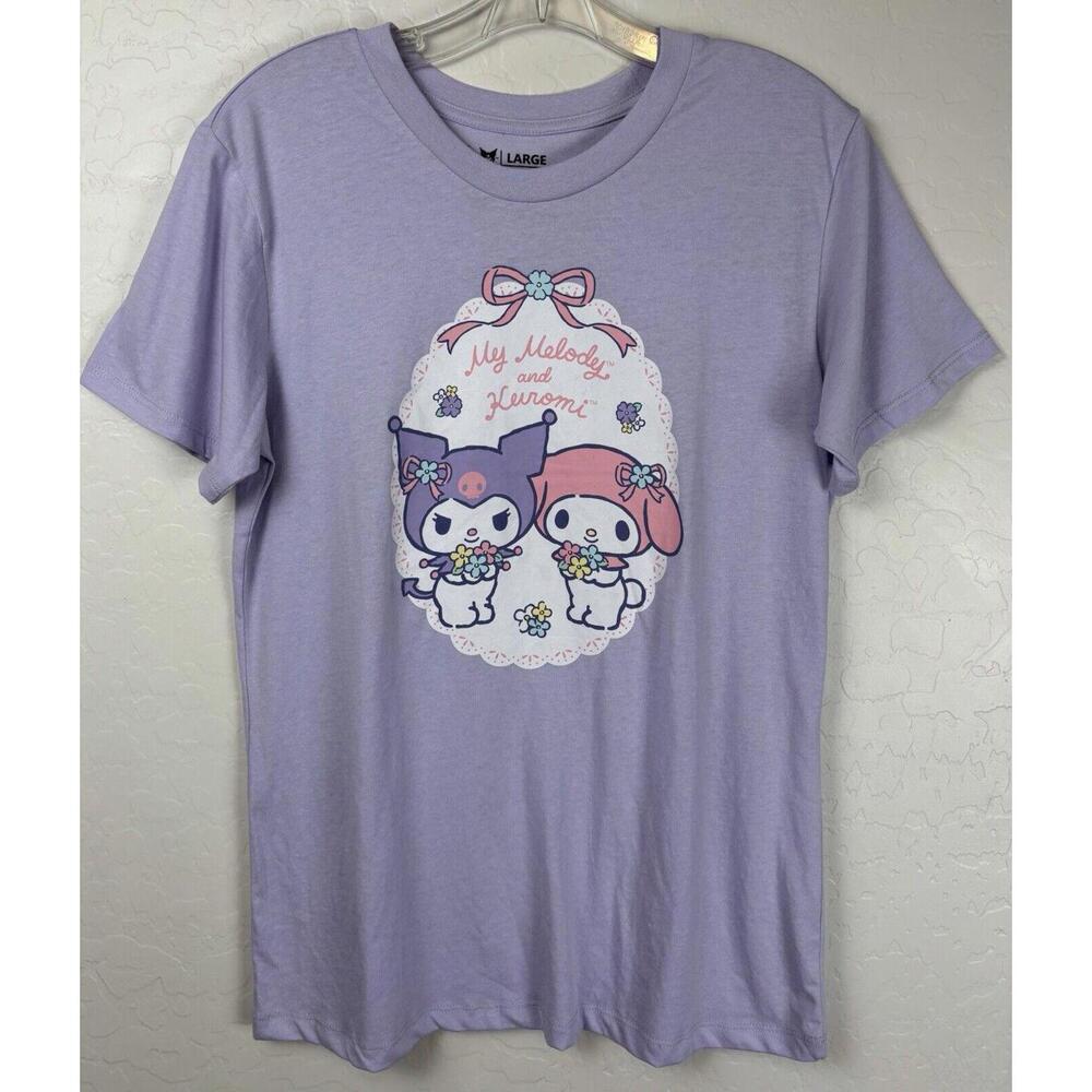 Sanrio Kuromi‎ & My Melody Wedding Fairy Kei Short Sleeve Shirt L Purple 1140